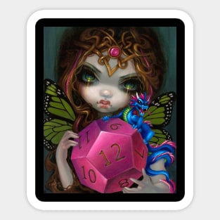 8 Sided Die Gamer Girl Fairy Dragon Sticker